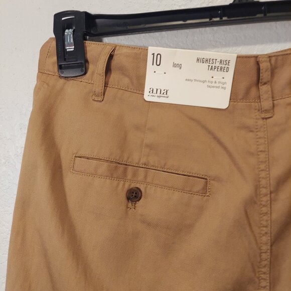 NWT a.n.a. Khaki Tan Pleated Chino Trousers Relaxed Fit Size 10 - Picture 4 of 7